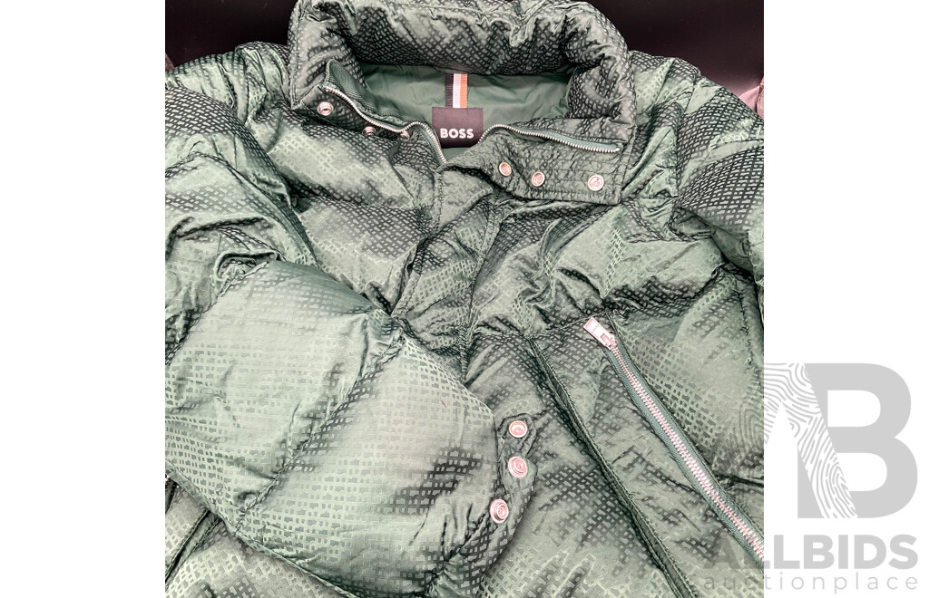 Monogram Jacquard Padded Jacket - Green (size 48)  Branded BOSS