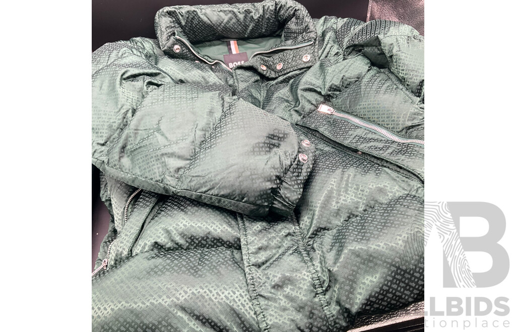 Monogram Jacquard Padded Jacket - Green (size 48)  Branded BOSS