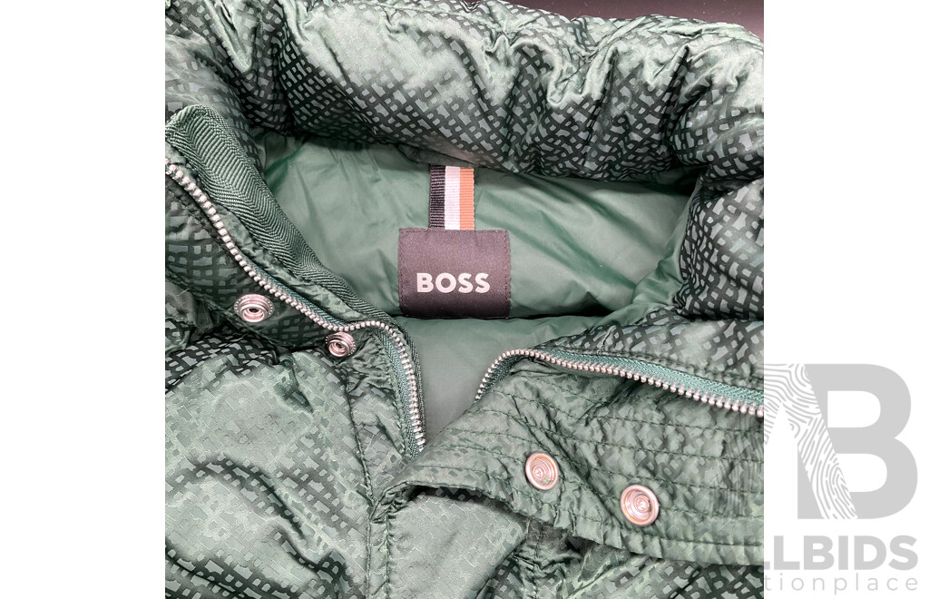 Monogram Jacquard Padded Jacket - Green (size 48)  Branded BOSS