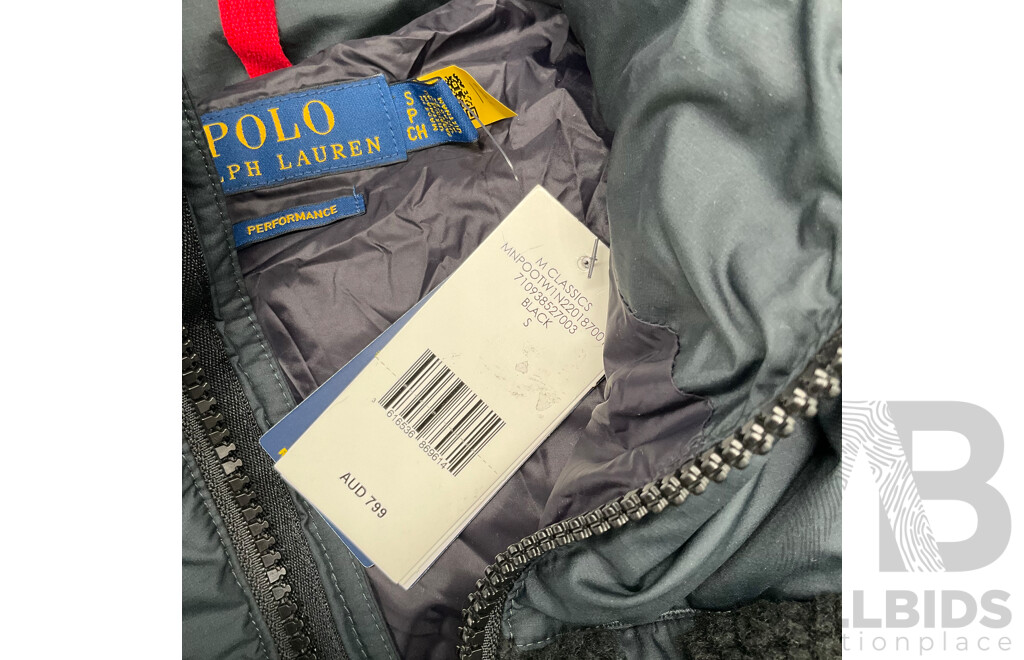 The Gorham Hybrid Down Vest Black  (S)  Branded Polo Ralph Lauren