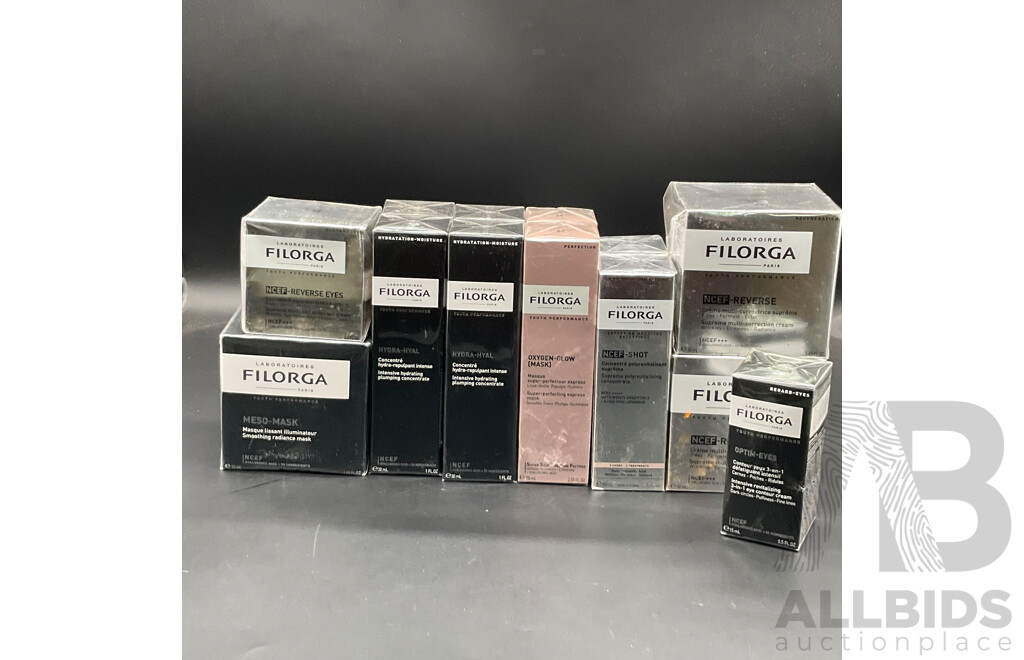 FILORGA NCEF-Reverse and Hydra-Hyal Skincare Anti-aging and Hydration Products - Lot of 13