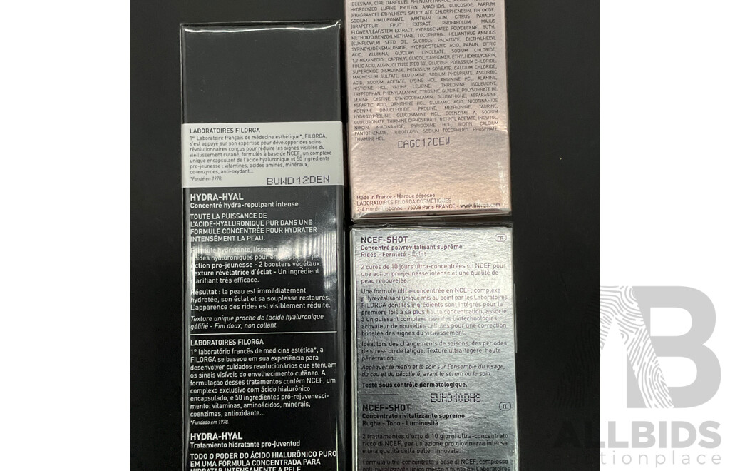 FILORGA NCEF-Reverse and Hydra-Hyal Skincare Anti-aging and Hydration Products - Lot of 13