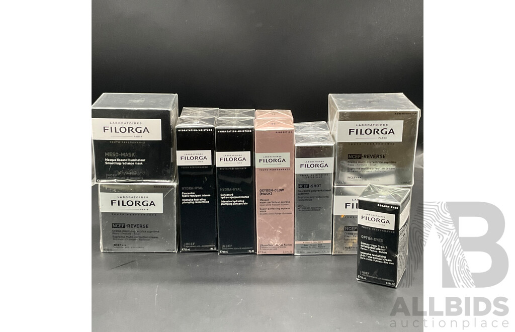 FILORGA NCEF-Reverse and Hydra-Hyal Skincare Anti-aging and Hydration Products - Lot of 13