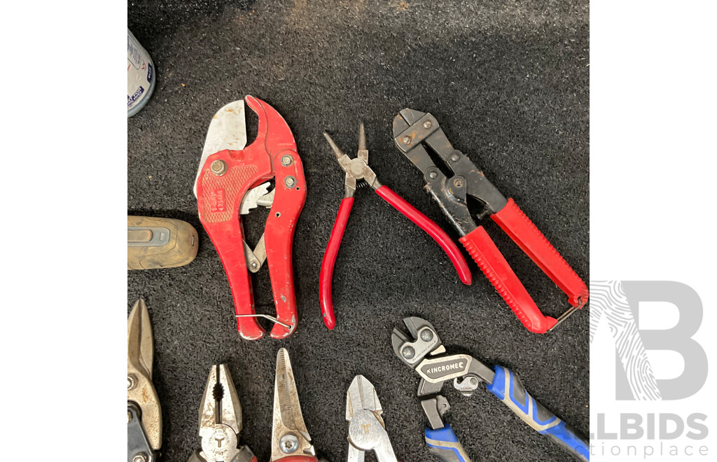 Assorted Cutting Tools, Including KINCROMEC, TROJAN, IRWIN and BOSCH Go Screwdriver