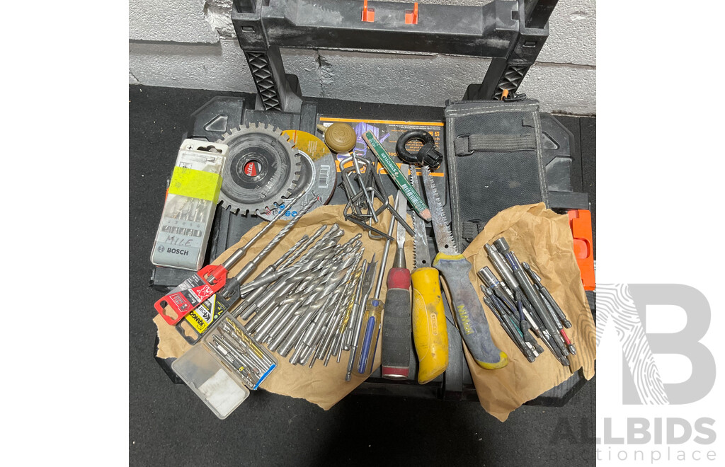 Tactix Modular Rolling Toolbox, Assorted Hand Tools, Drill Bits and Others