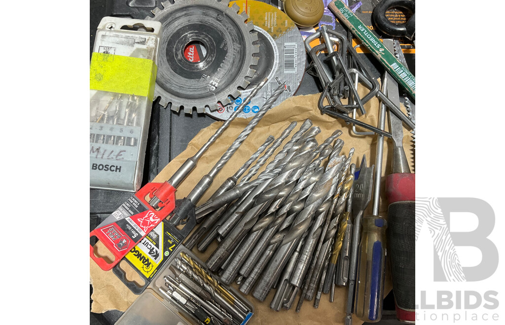 Tactix Modular Rolling Toolbox, Assorted Hand Tools, Drill Bits and Others