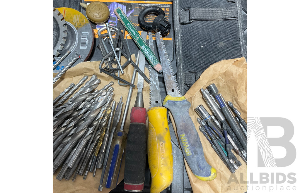 Tactix Modular Rolling Toolbox, Assorted Hand Tools, Drill Bits and Others
