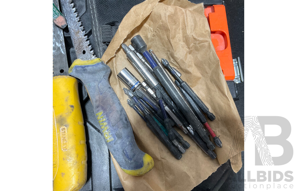 Tactix Modular Rolling Toolbox, Assorted Hand Tools, Drill Bits and Others