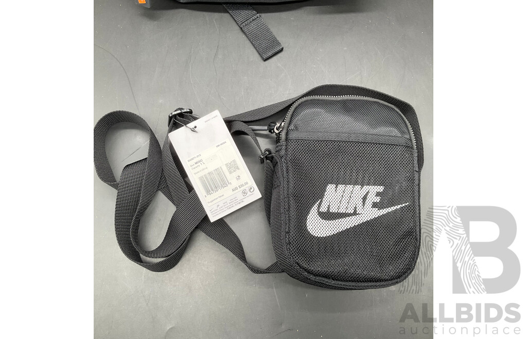 NIKE Brasilia JDI Mini Backpack and NIKE Heritage Small Crossbody Bag - Lot of 2