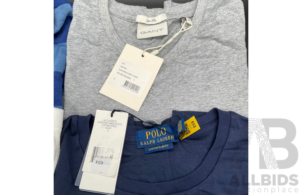 POLO RALPH LAUREN  - Men's Polo Shirts (S) and T-Shirt , GANT T-Shirt (S)  - Lot of 4
