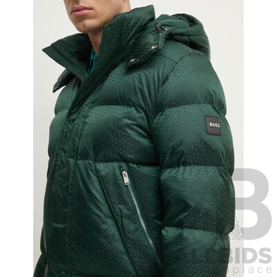 Monogram Jacquard Padded Jacket - Green (size 48)  Branded BOSS