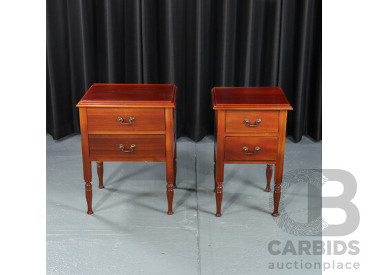 Pair of Graduated Mahogany Two Drawer Bedside Chests