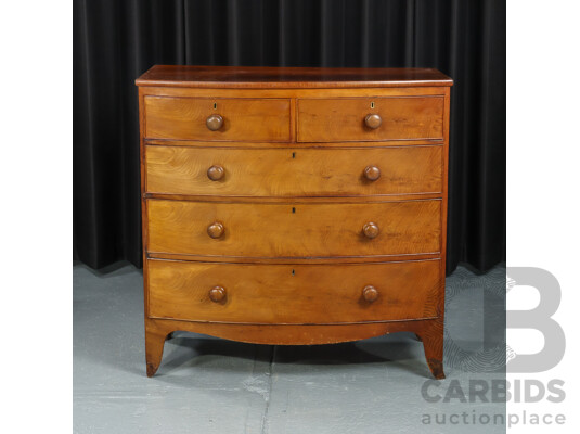 Victorian Bow Front Chest of Five Drawers