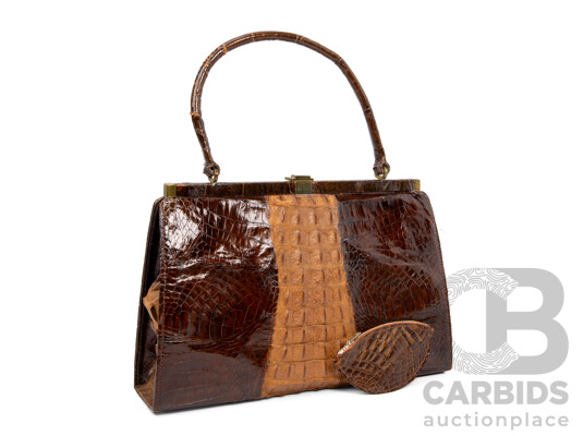 Vintage Crocodile Skin Hand Bag