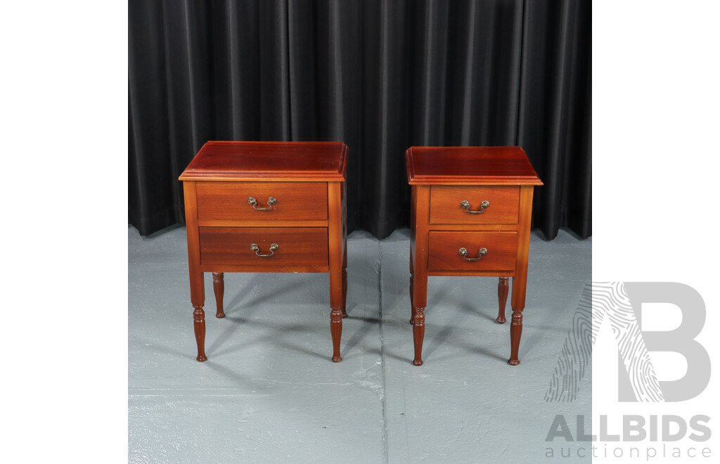 Pair of Graduated Mahogany Two Drawer Bedside Chests