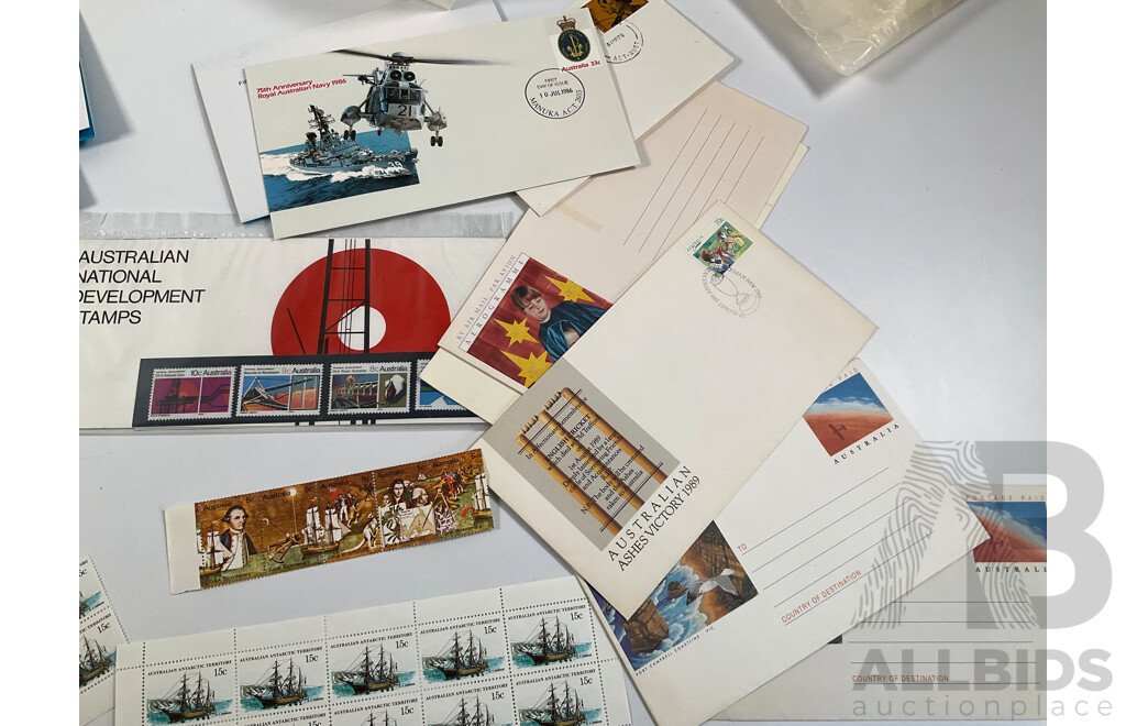 Australian Antartic and Australian Mint Stamp Sheets, Strips, Stamp Packs and First Day Covers