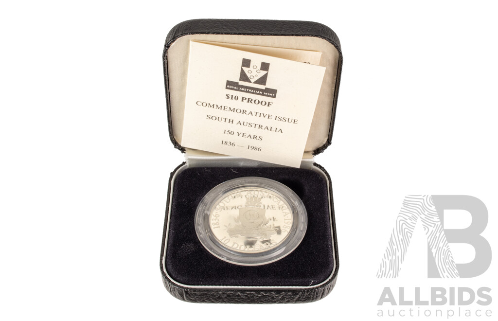 Australian RAM 1986 Silver Proof Ten Dollar Coin, State Series, South Australia .925