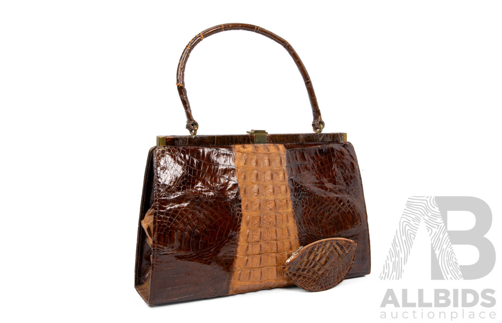 Vintage Crocodile Skin Hand Bag