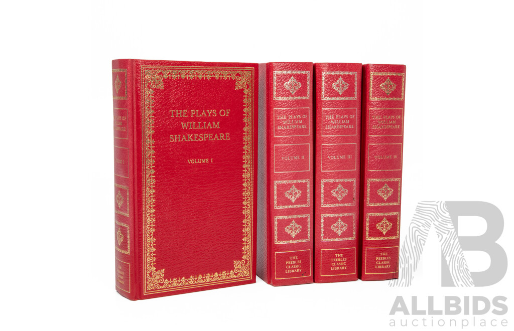 Collection of Four Leather Bound Plays of William Shakespeare by the Peebles Press International