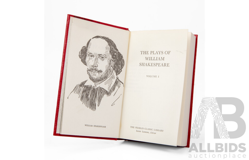 Collection of Four Leather Bound Plays of William Shakespeare by the Peebles Press International
