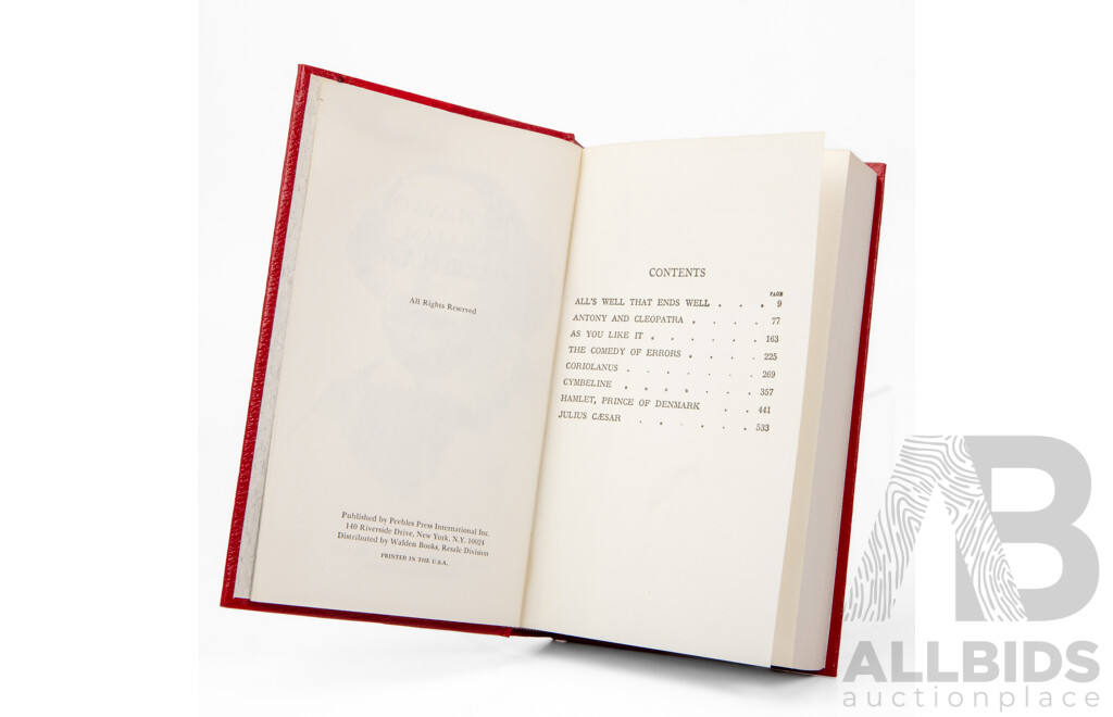 Collection of Four Leather Bound Plays of William Shakespeare by the Peebles Press International