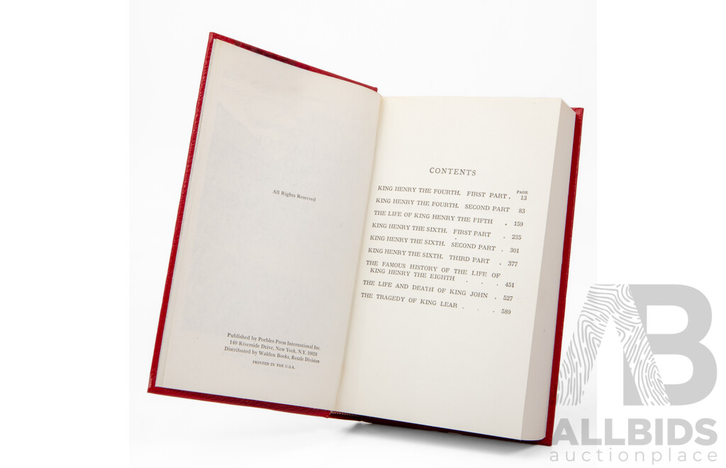 Collection of Four Leather Bound Plays of William Shakespeare by the Peebles Press International