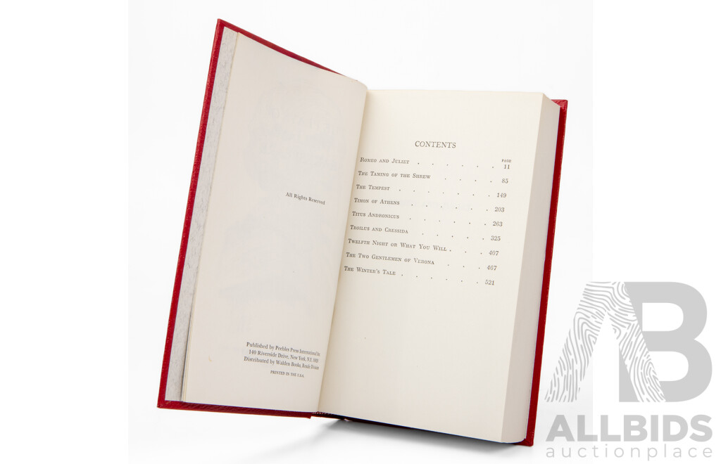 Collection of Four Leather Bound Plays of William Shakespeare by the Peebles Press International