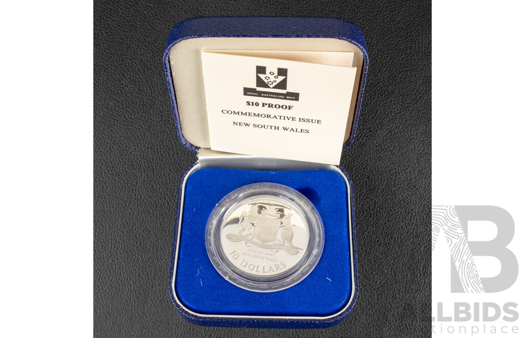 Australian RAM 1987 Silver Proof Ten Dollar Coin, State Series, New South Wales .925