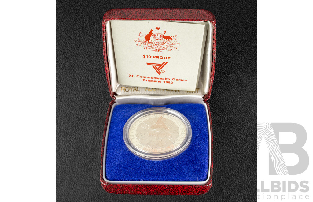 Australian RAM 1982 Silver Proof Ten Dollar Coin, Commonwealth Games .925