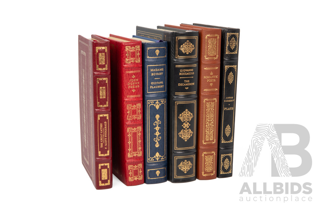 Collection of Six Antique Style Leather Bound Books