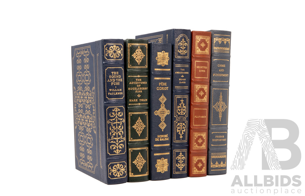 Collection of Six Antique Style Leather Bound Books