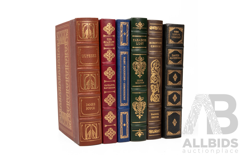 Collection of Six Antique Style Leather Bound Books