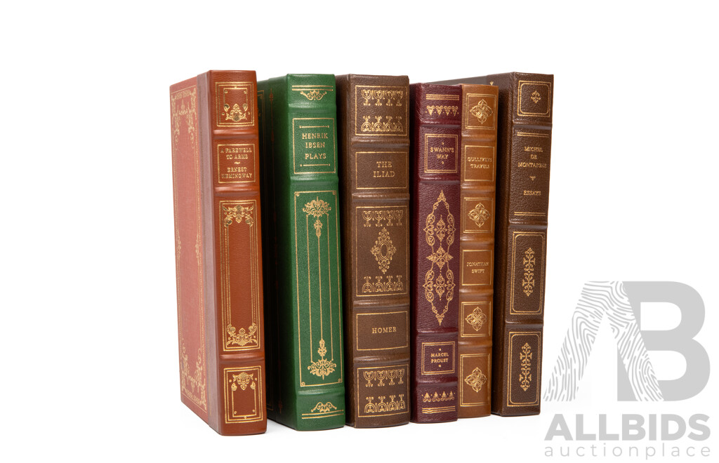 Collection of Six Antique Style Leather Bound Books