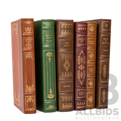 Collection of Six Antique Style Leather Bound Books