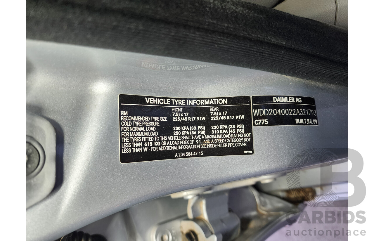 09/2009 Mercedes-Benz C220 CDI W204 4d Sedan Silver 2.1L