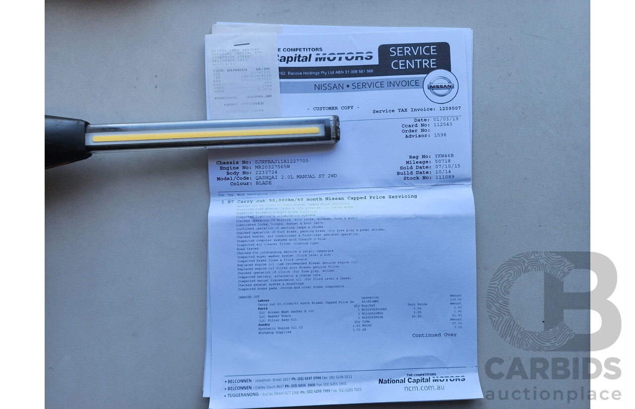 02/2015 Nissan Qashqai ST (4x2) J11 4d Wagon Silver 2.0L