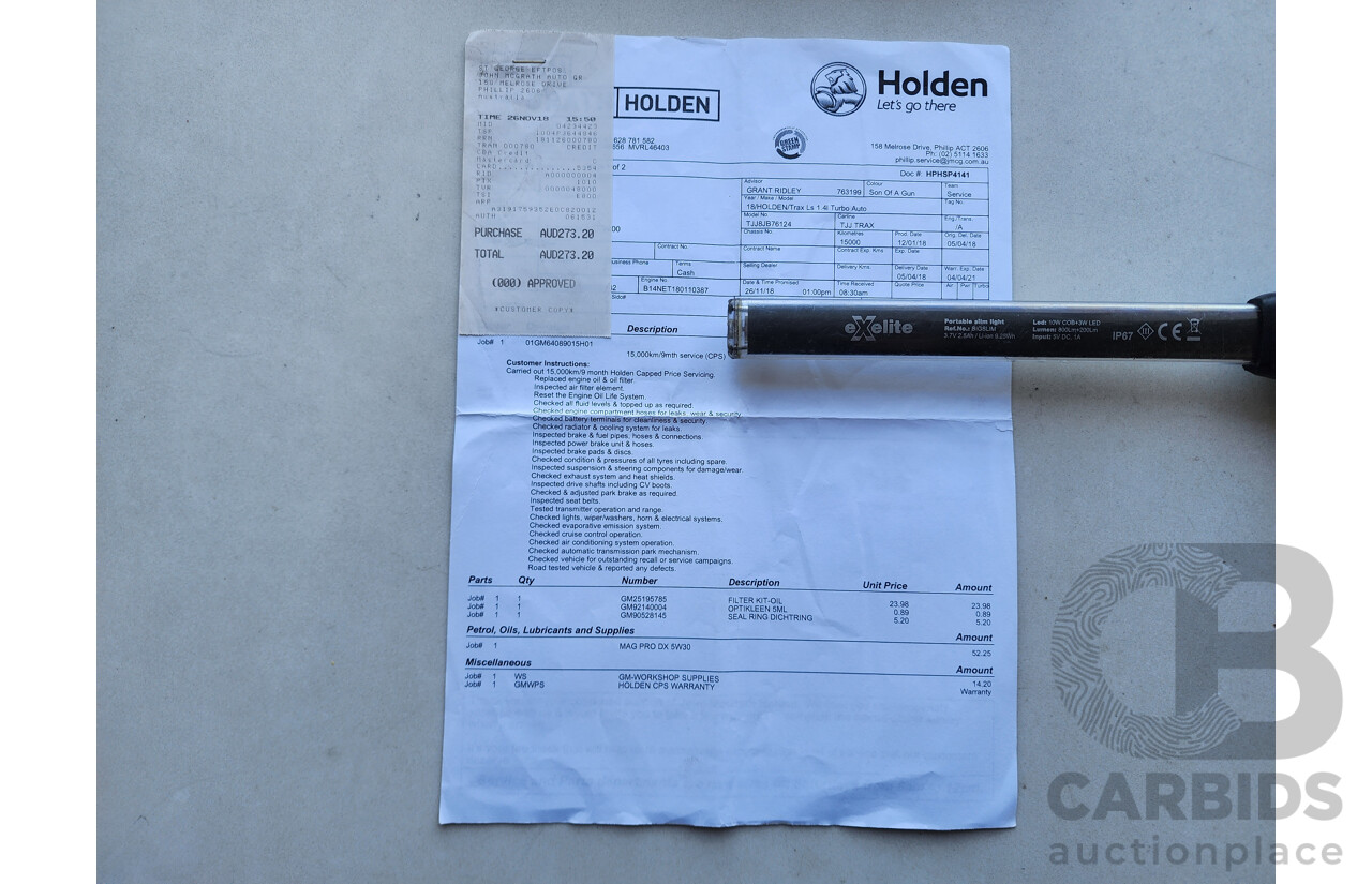 03/2018 Holden Trax LS TJ MY16 4d Wagon Grey 1.4L