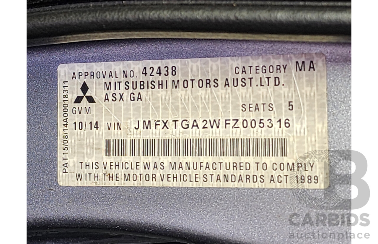 10/2014 Mitsubishi ASX XLS (2wd) XB MY15 4d Wagon Grey 2.0L