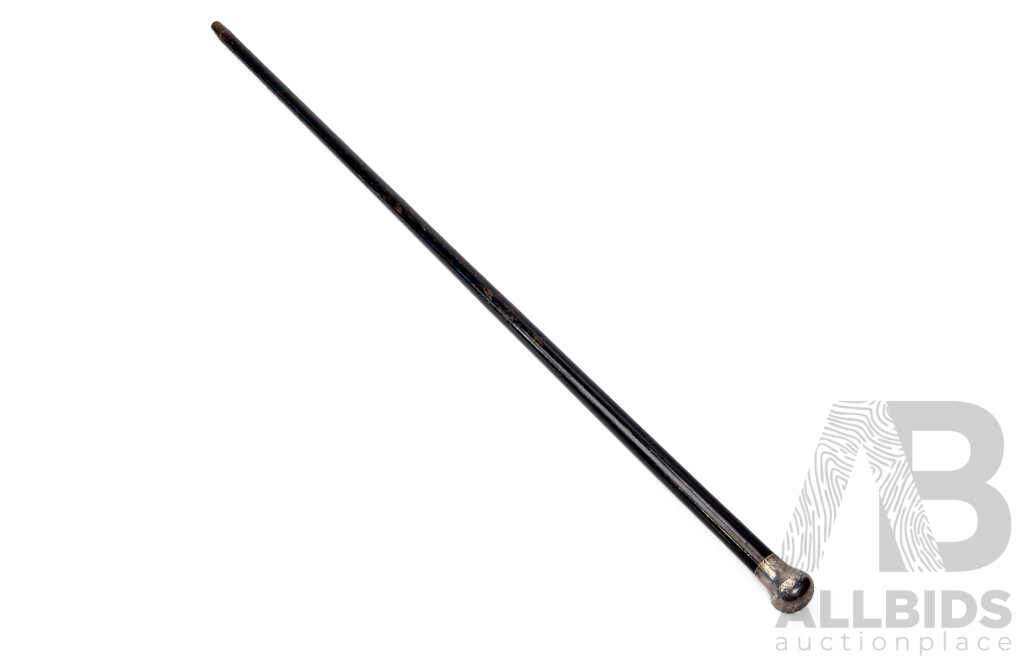 Hallmarked Antique Sterling Silver Birmingham Walking Cane
