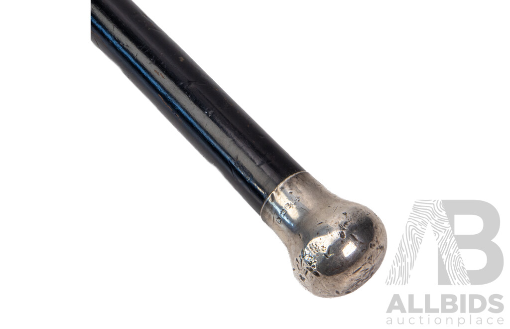 Hallmarked Antique Sterling Silver Birmingham Walking Cane