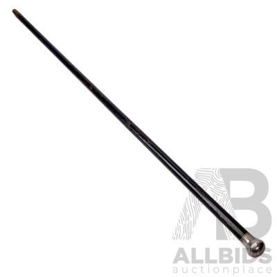 Hallmarked Antique Sterling Silver Birmingham Walking Cane