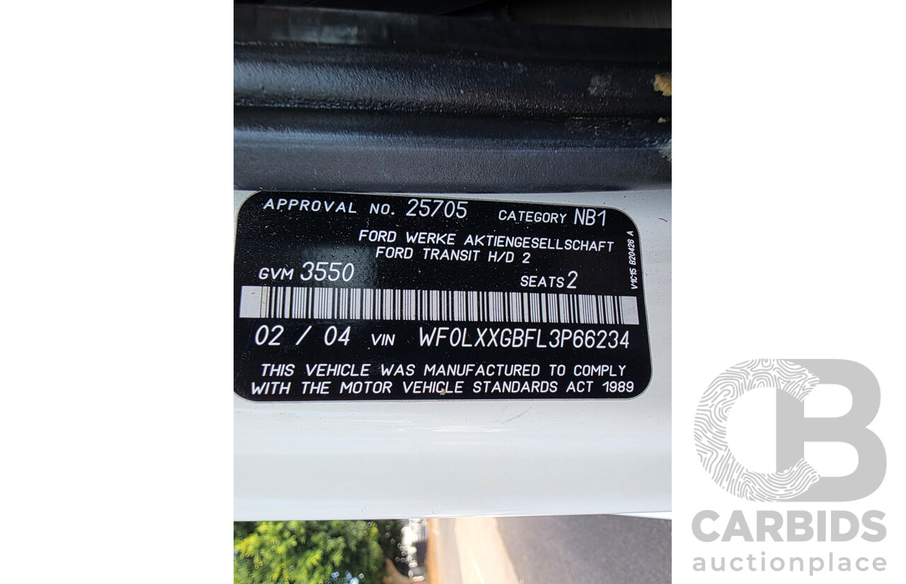 2/2004 Ford Transit MID LWB VH Van Diamond White / Decal Turbo Diesel 2.4L