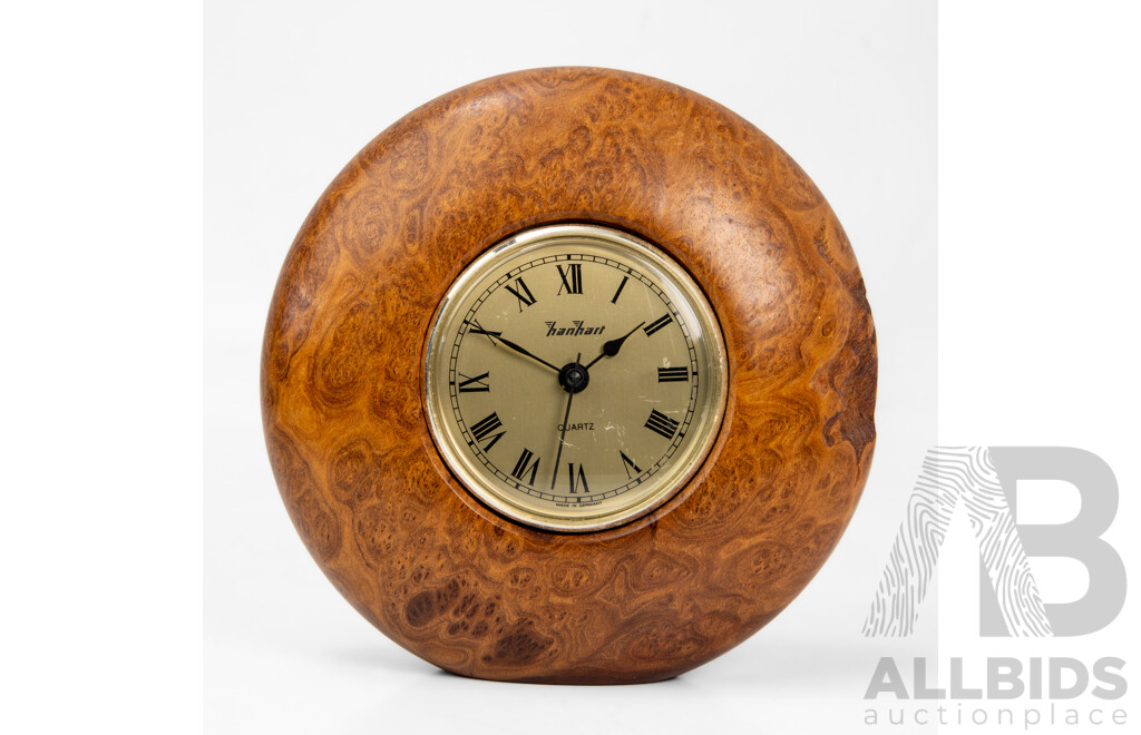 Bungendore Woodworks Timber Burl Mantle Clock