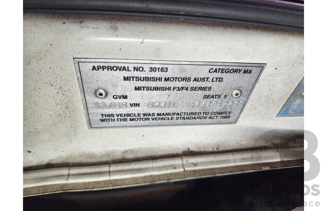 11/2003 Mitsubishi Magna VR-X TJ 4d Sedan White 3.5L