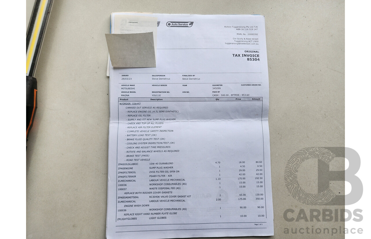 11/2003 Mitsubishi Magna VR-X TJ 4d Sedan White 3.5L