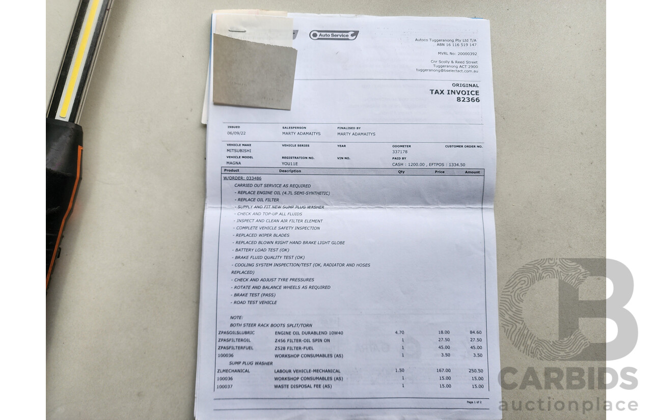 11/2003 Mitsubishi Magna VR-X TJ 4d Sedan White 3.5L