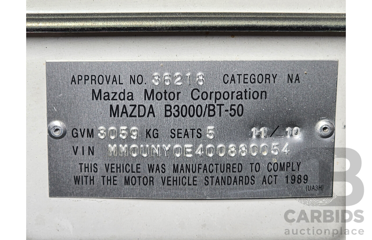 11/2010 Mazda Bt50 BOSS B3000 SDX (4x4) 09 UPGRADE Dual Cab P/Up White 3.0L