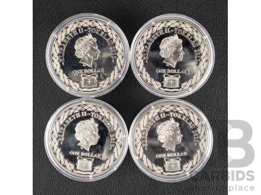 Tokelau 2013 Four Silver Proof One Dollar Coin Set, Australia's First Fleet .925
