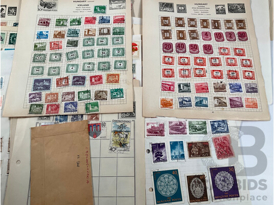 Collection of Mostly European Vintage Stamps Including Russia, Spain, Portugal, Romania, Norway, Poland, Netherlands, Italy, Malta, Hungary, France/Colonies, Denmark, Germany