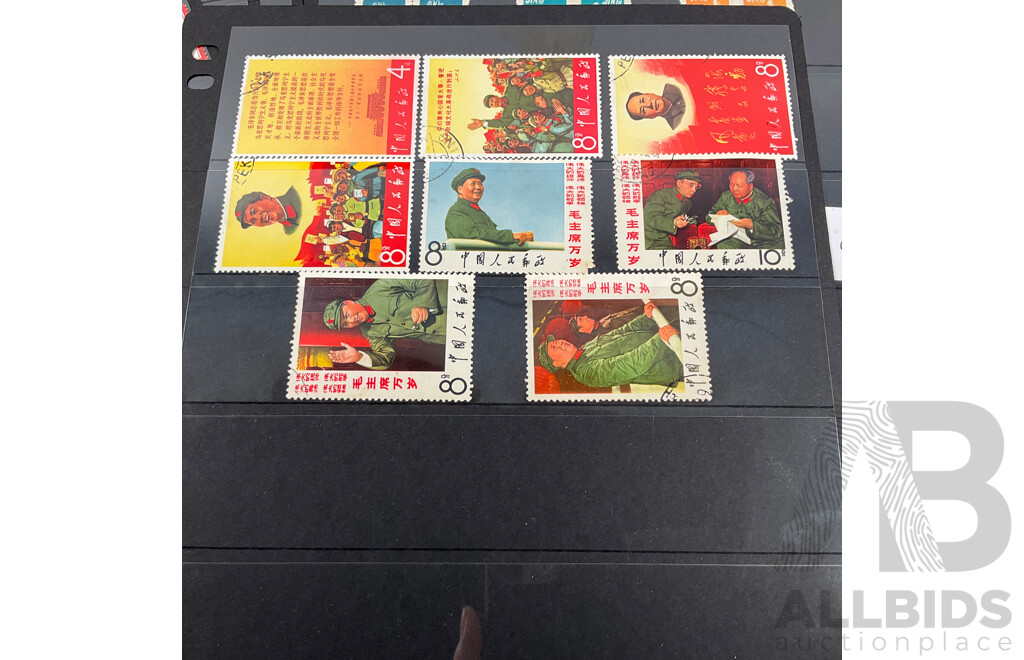 Collection of Chinese Stamps Including 1950's Gate of Heavenly Peace, 1965 Peoples Liberation Army, 1967 Long Live Invincible Mao Zedong Thought, Poem Sets 1968 Directives of Chairman Mao and More